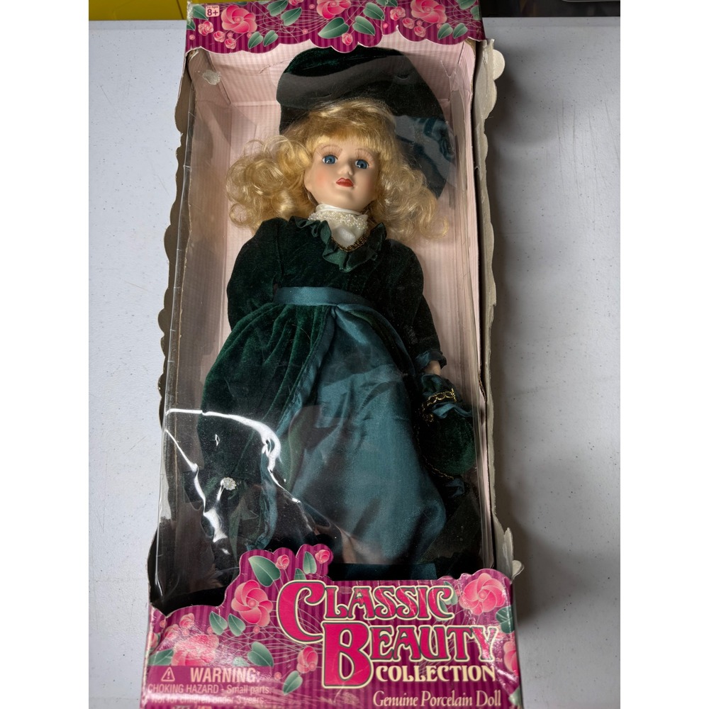 Totsy Classic Beauty Collection Limited Edition 16in Porcelain Doll Green Velvet